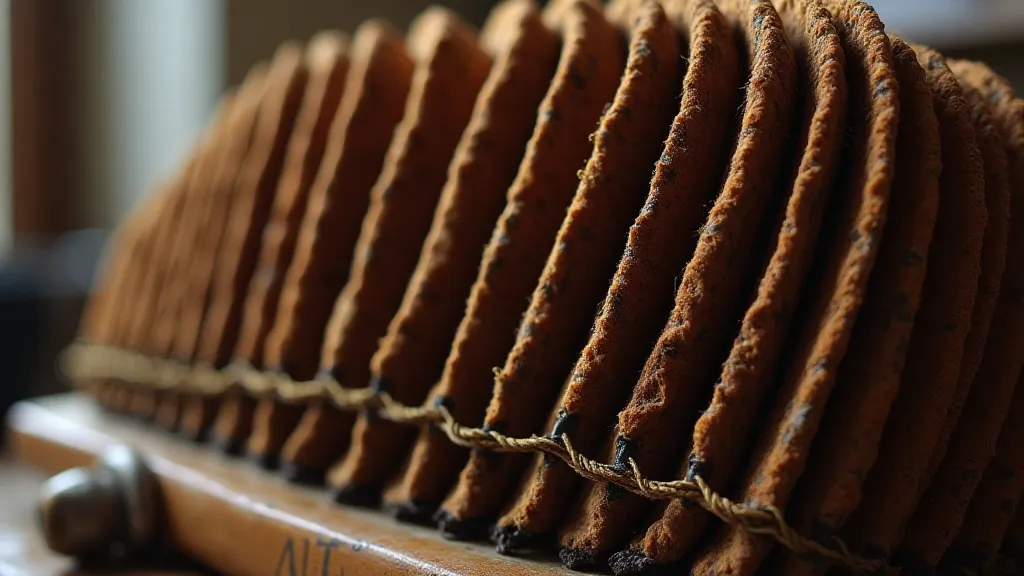 Detailed view of an antique accordion's bellows showcasing craftsmanship.