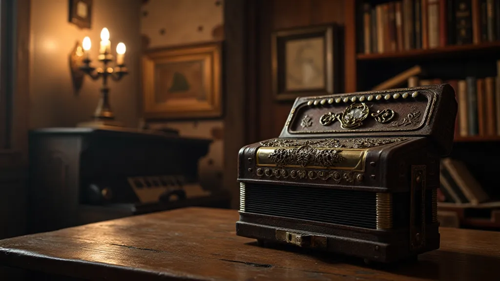 Antique accordion with a nostalgic feel.