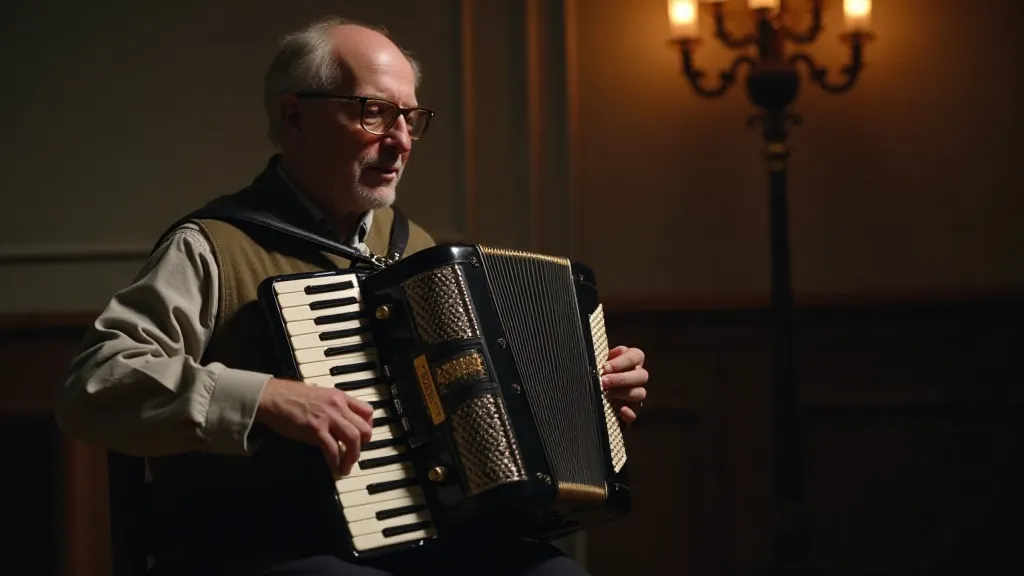Accordion player performing