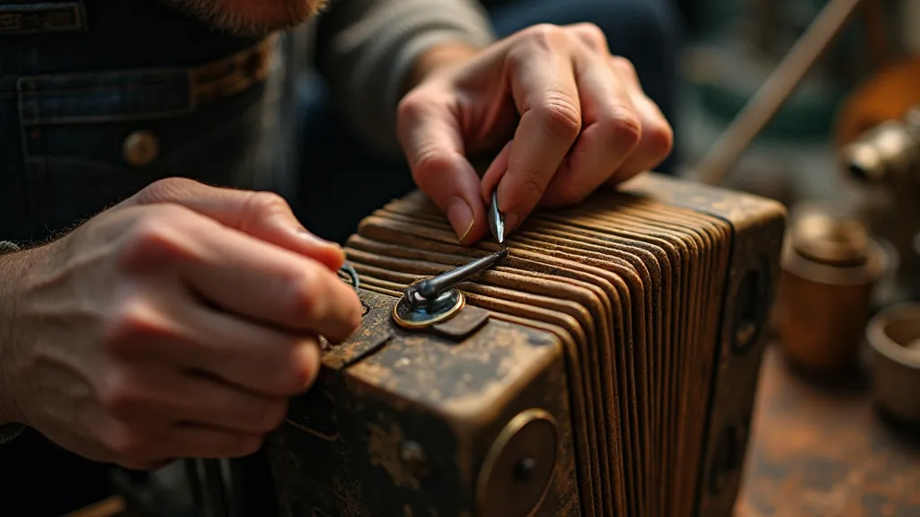 Craftsman repairing accordion bellows