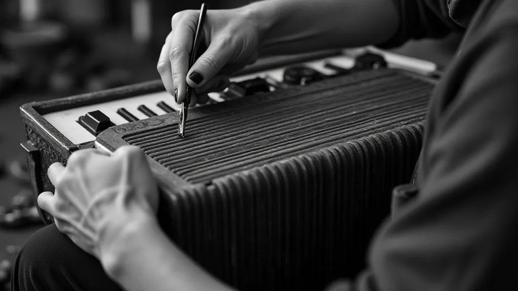 Craftsman restoring an antique accordion