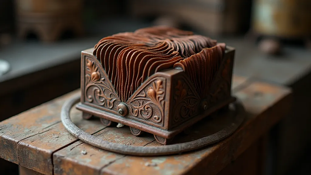 Antique accordion in a dusty attic.