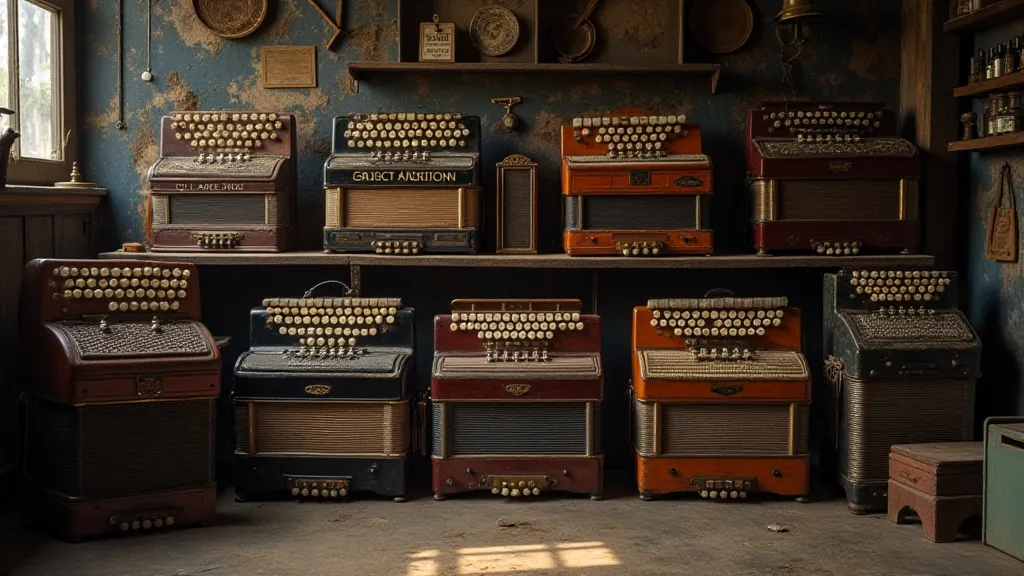 Collection of antique accordions