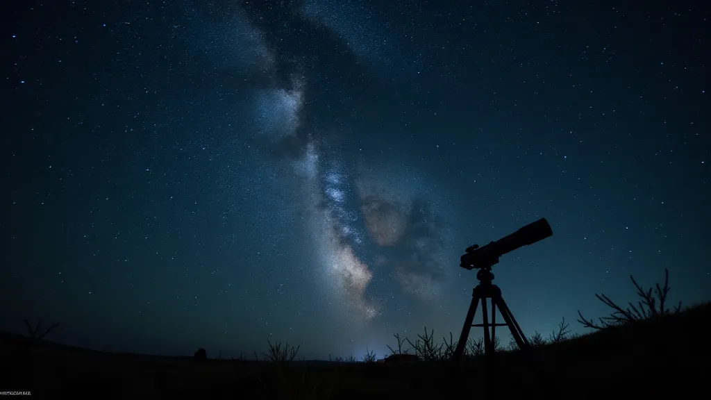 Telescope and camera under the Milky Way