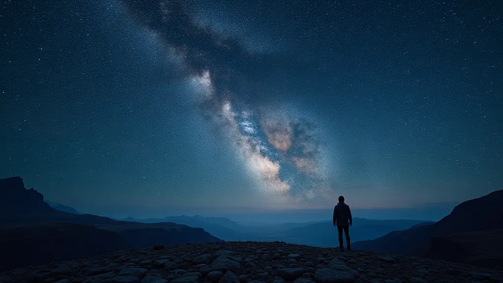 Milky Way with a silhouetted figure.