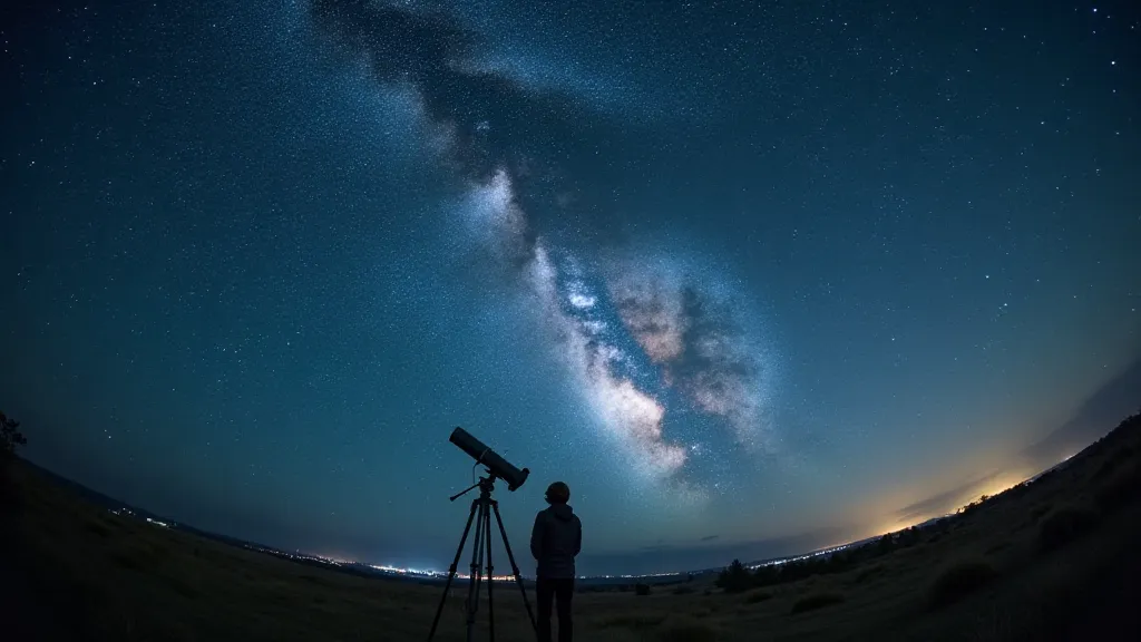 Astrophotographer observing the night sky